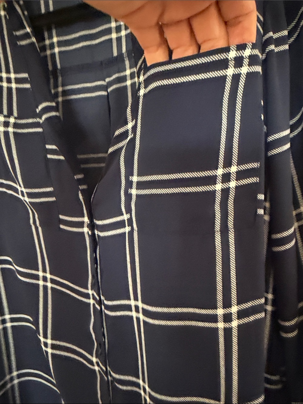 Fortune + Ivy Navy Plaid Button-Front Blouse size med - Picture 4 of 5